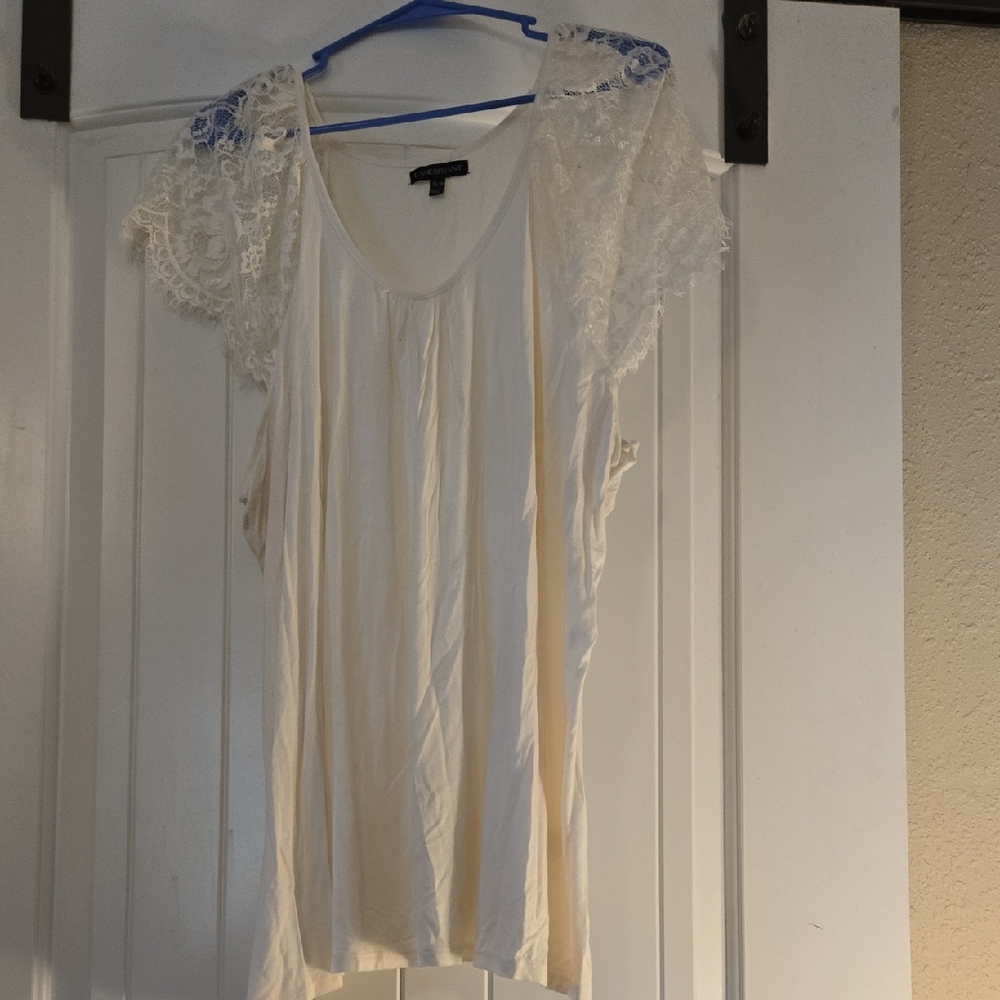 Elegant Cream Lace Sleeve Women's Top